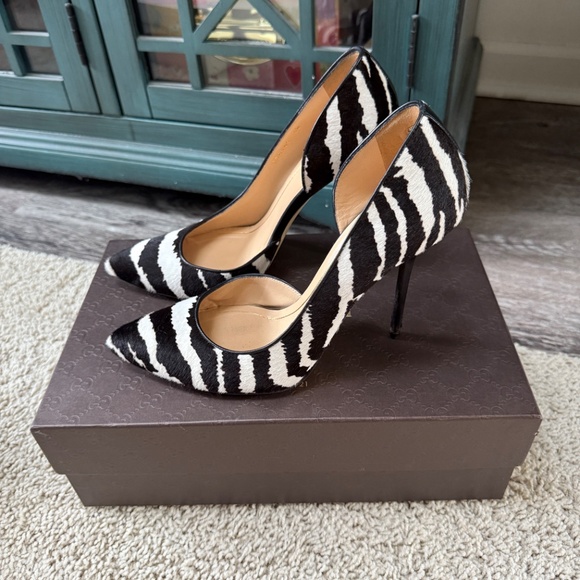 GUCCI Zebra Pony Hair Pointed D'Orsay Pumps Size 38 / 8 - Picture 6 of 10